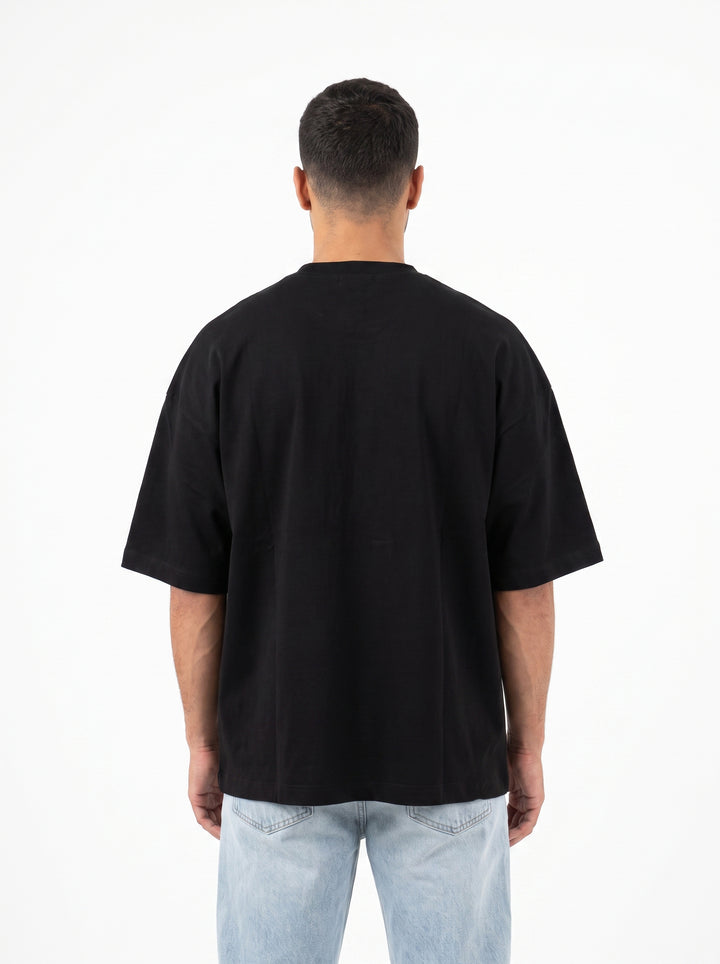 T-Shirt Uomo Over Nera in Cotone 