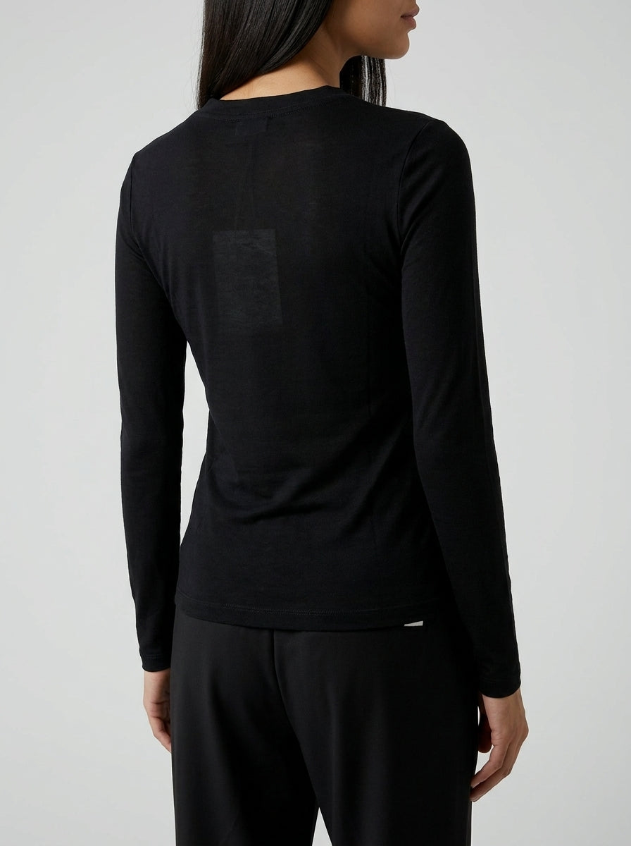 Shirt nera in Viscosa Fiammata 