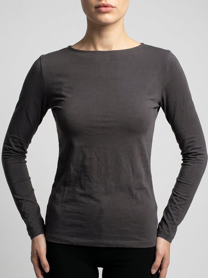 T-shirt Grigia in Jersey Effetto Cupro 