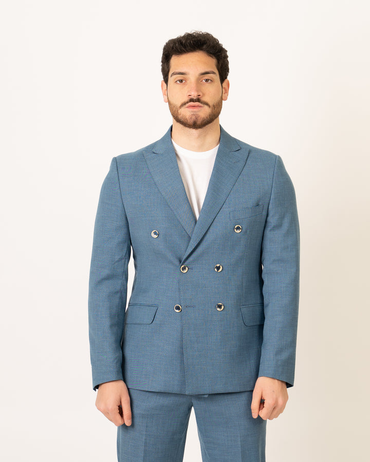 Double-Breasted Light Blue Suit