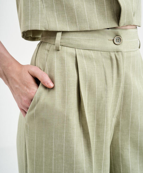 Pantaloni gessato verde