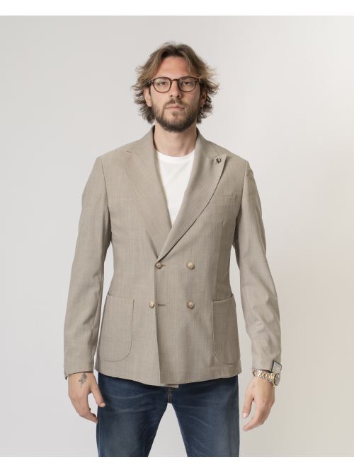 Giacca Doppio Petto Beige 