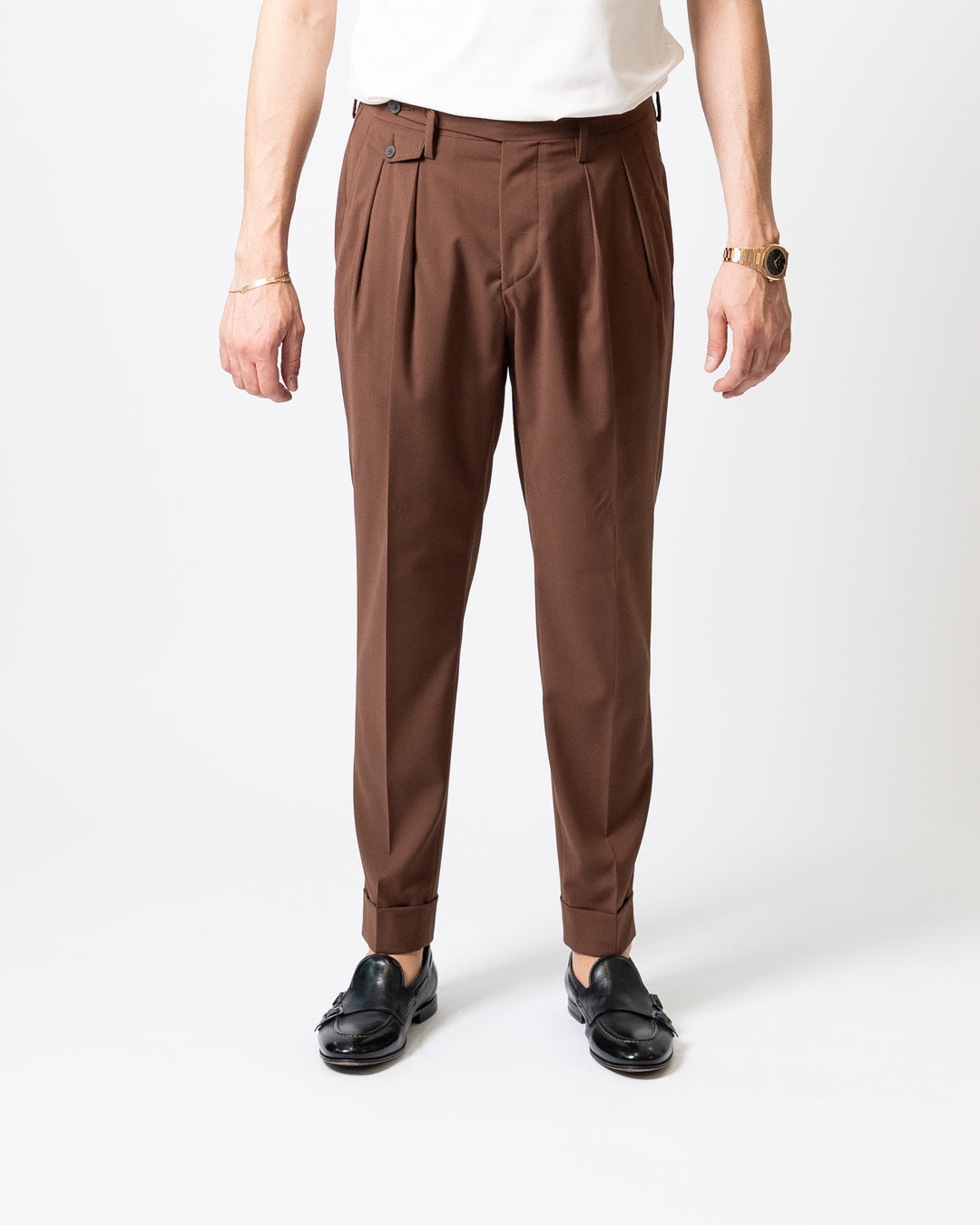 Pantalone Singapore Doppia Pence Marrone 