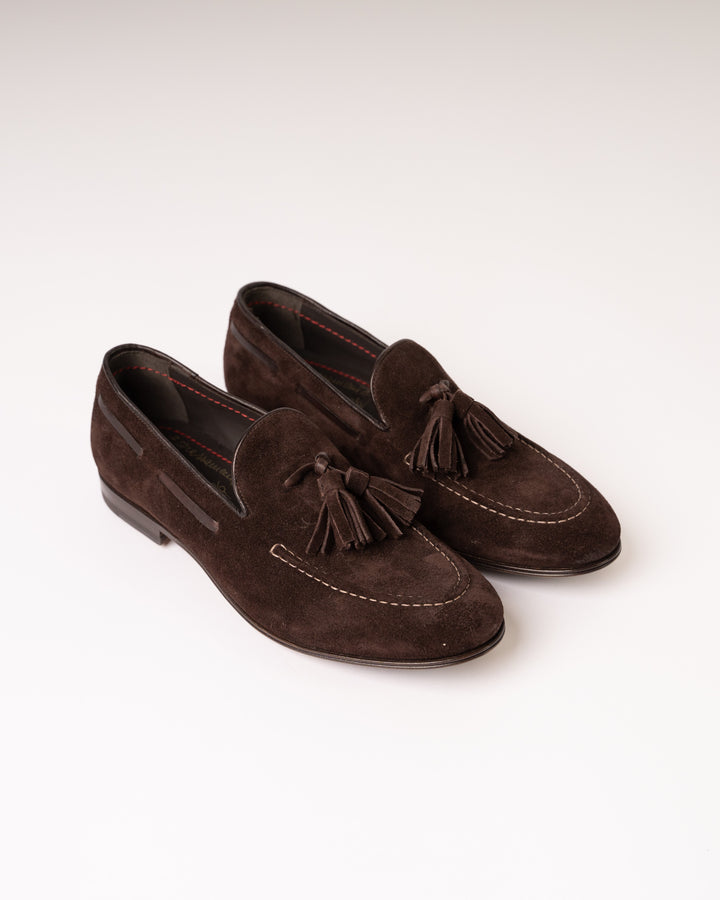 Mocassini Con Nappine Camoscio moro 