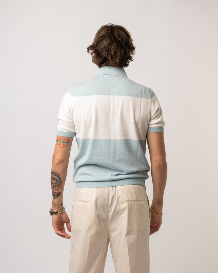 Polo Bicolor Azzurra panna