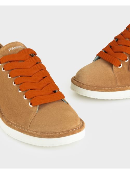 Scarpa allacciata p01 suede beige arancio