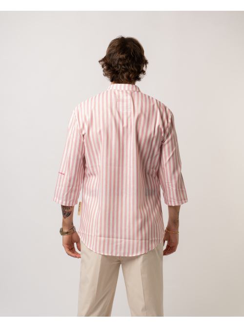Camicia Coreana Rigata rosa