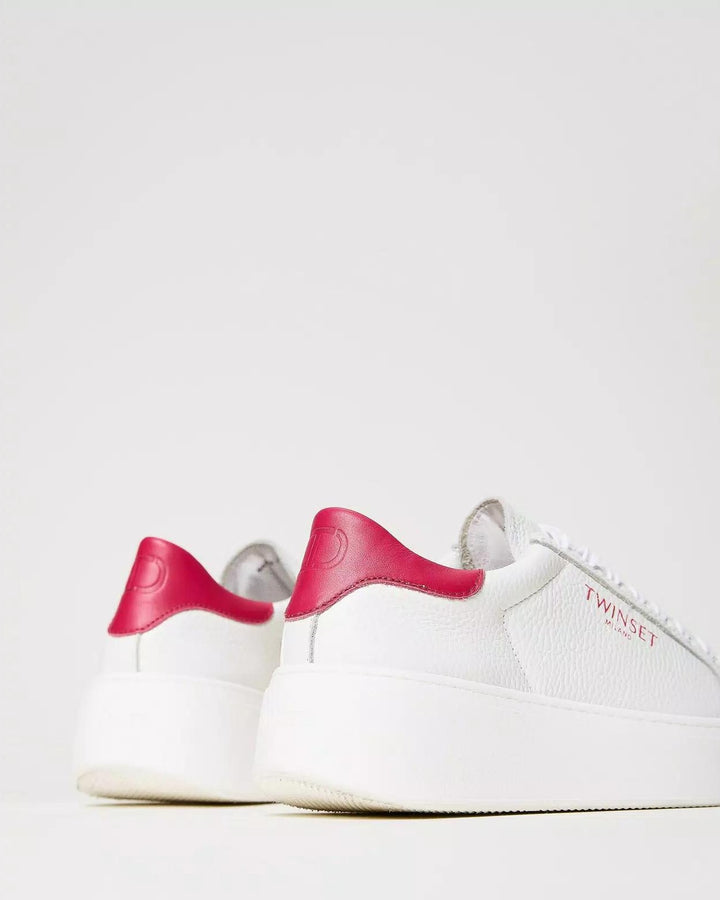 Sneakers platform in pelle Rosa