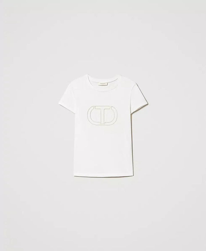 T-shirt Oval T ricamato bianca