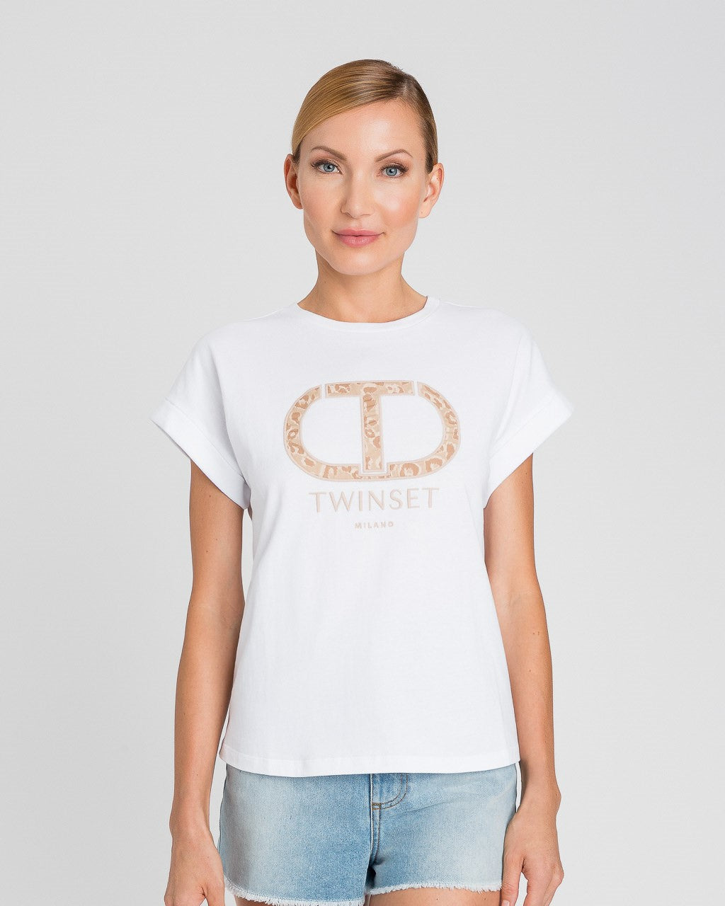 T-shirt logo oval t bianca