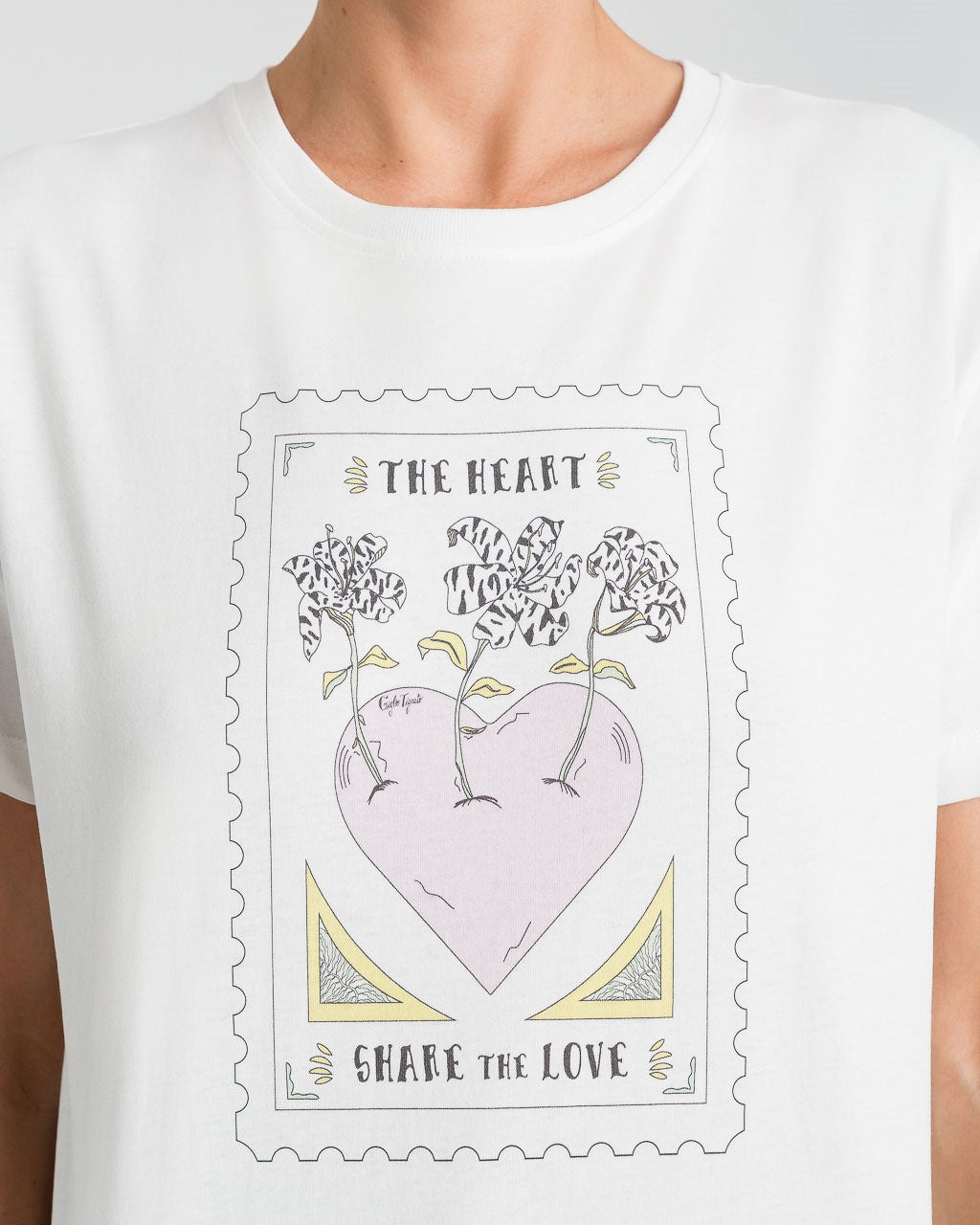 T-Shirt stampa cuore bianca