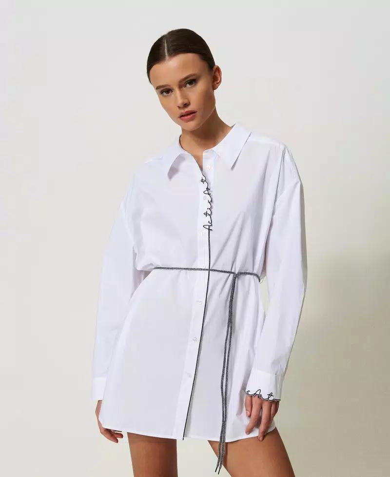Maxi camicia MYFO icon ricamo logo bianca<BR/> 
