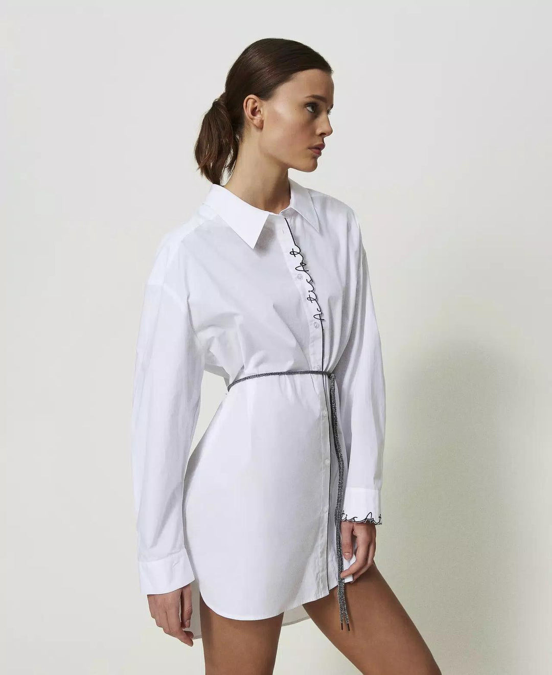 Maxi camicia MYFO icon ricamo logo bianca<BR/> 