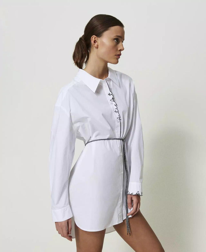 Maxi camicia MYFO icon ricamo logo bianca<BR/> 