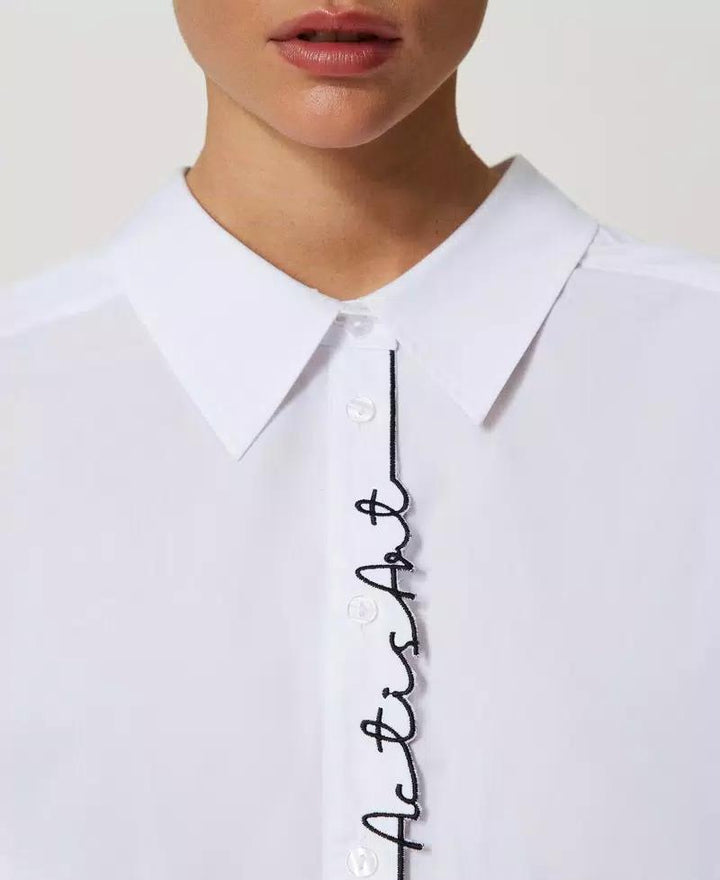 Maxi camicia MYFO icon ricamo logo bianca<BR/> 