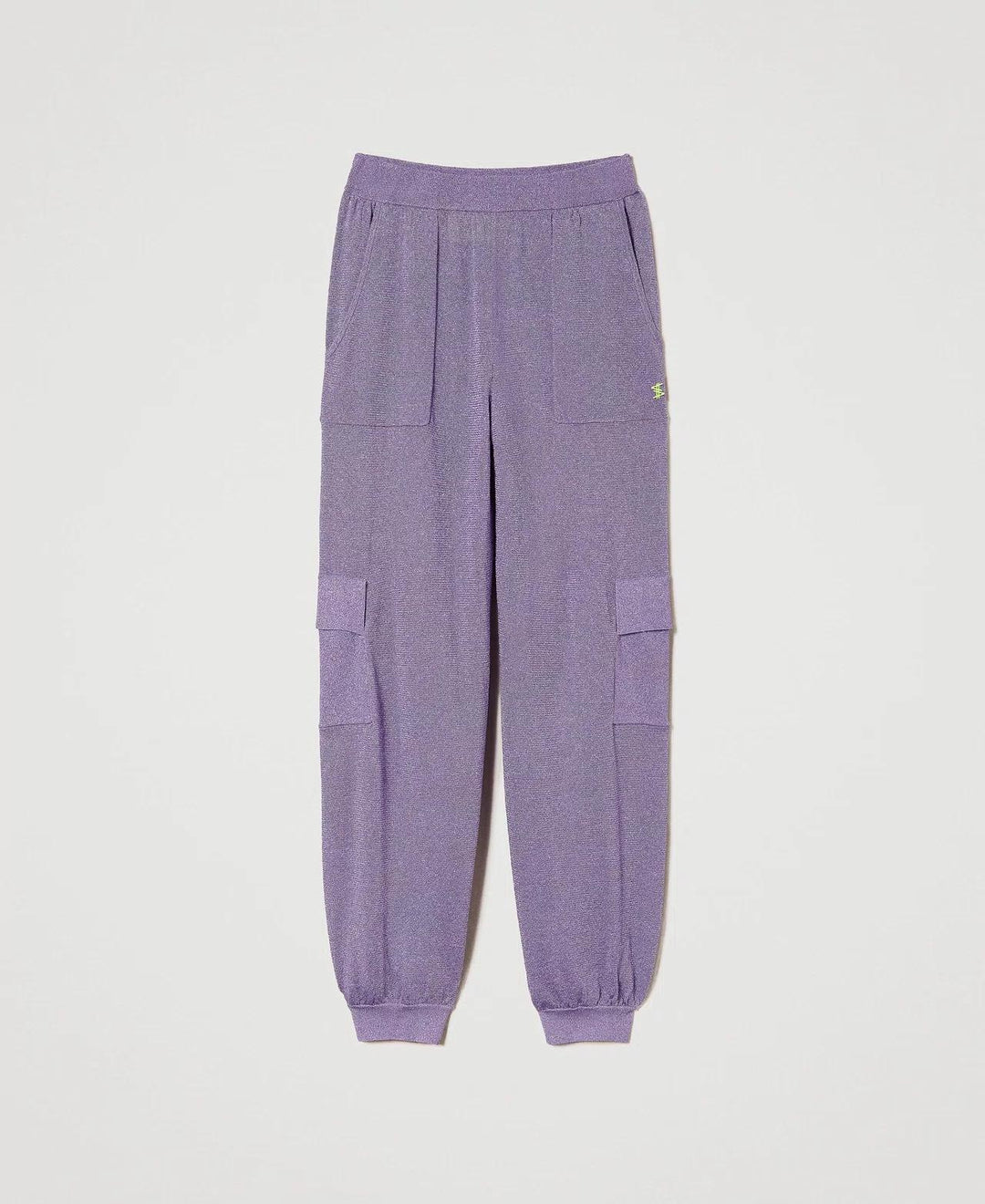 Pantaloni cargo MYFO lurex lilla<BR/>