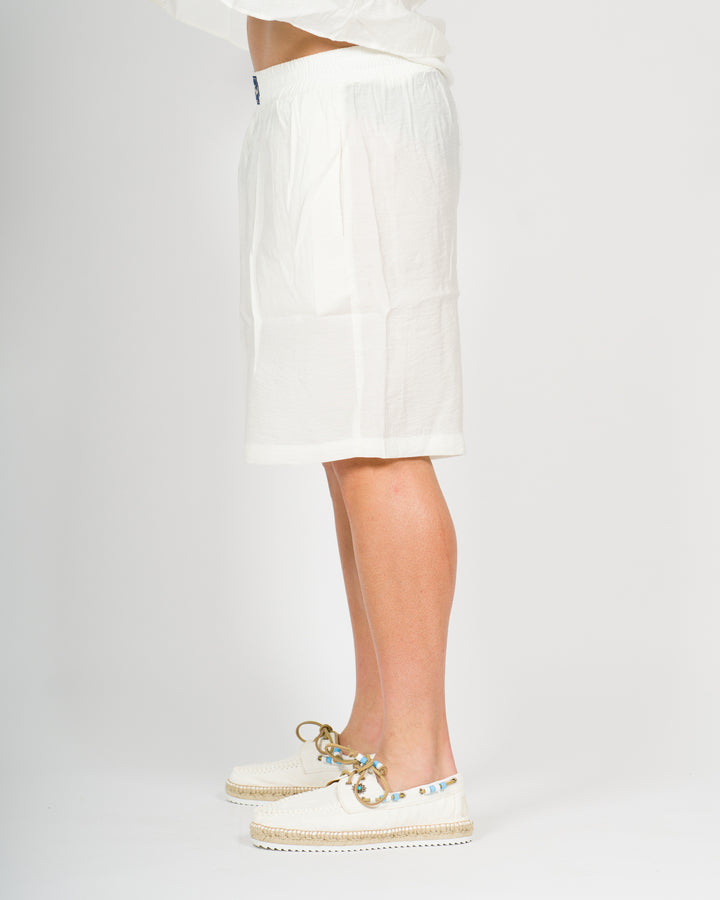Soft Short Pants Cupro Bianco<BR/> 