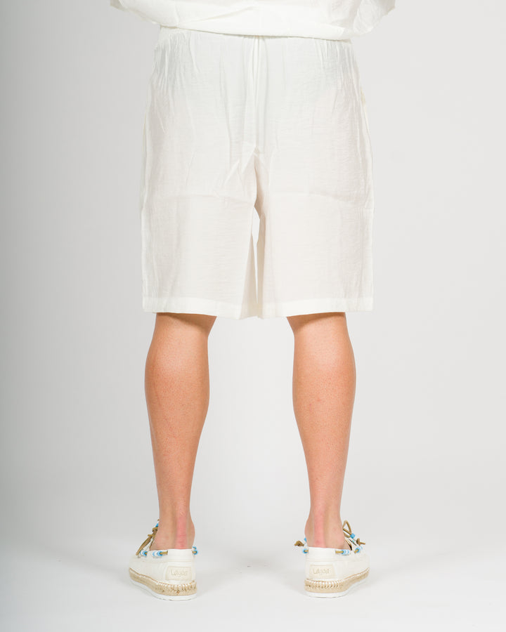 Soft Short Pants Cupro Bianco<BR/> 