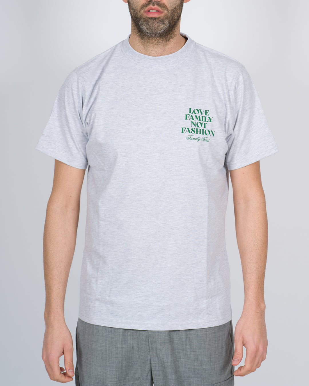 T-shirt Family First bianca grigio 
