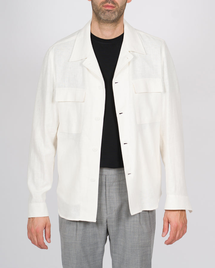 Overshirt lino spigato bianco 