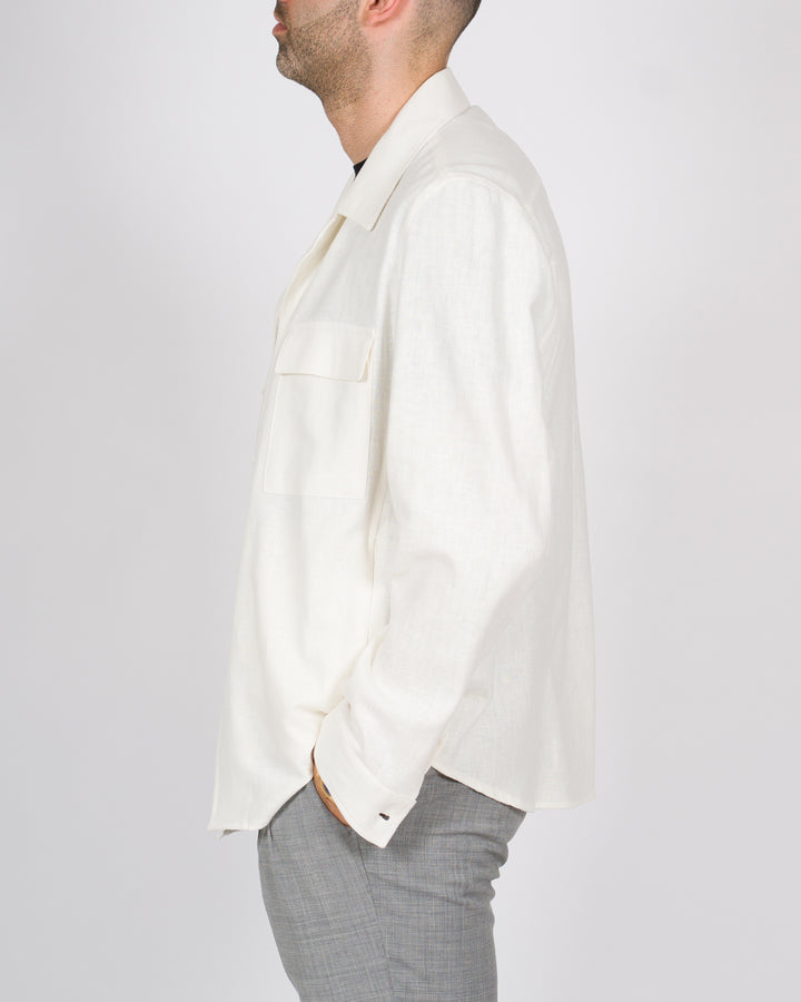 Overshirt lino spigato bianco 