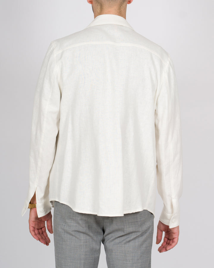 Overshirt lino spigato bianco 