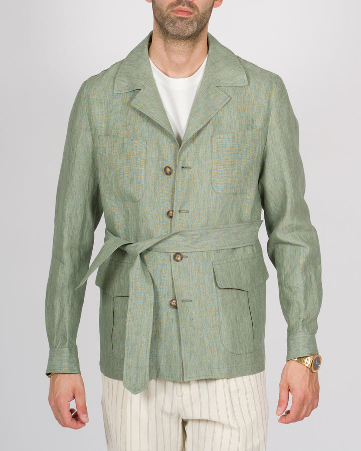 Sahariana lino con cintura verde 