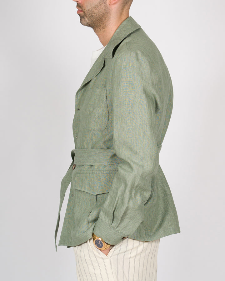 Sahariana lino con cintura verde 