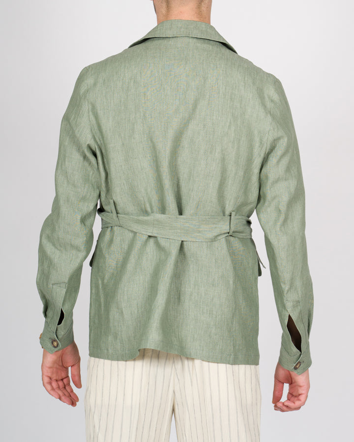Sahariana lino con cintura verde 