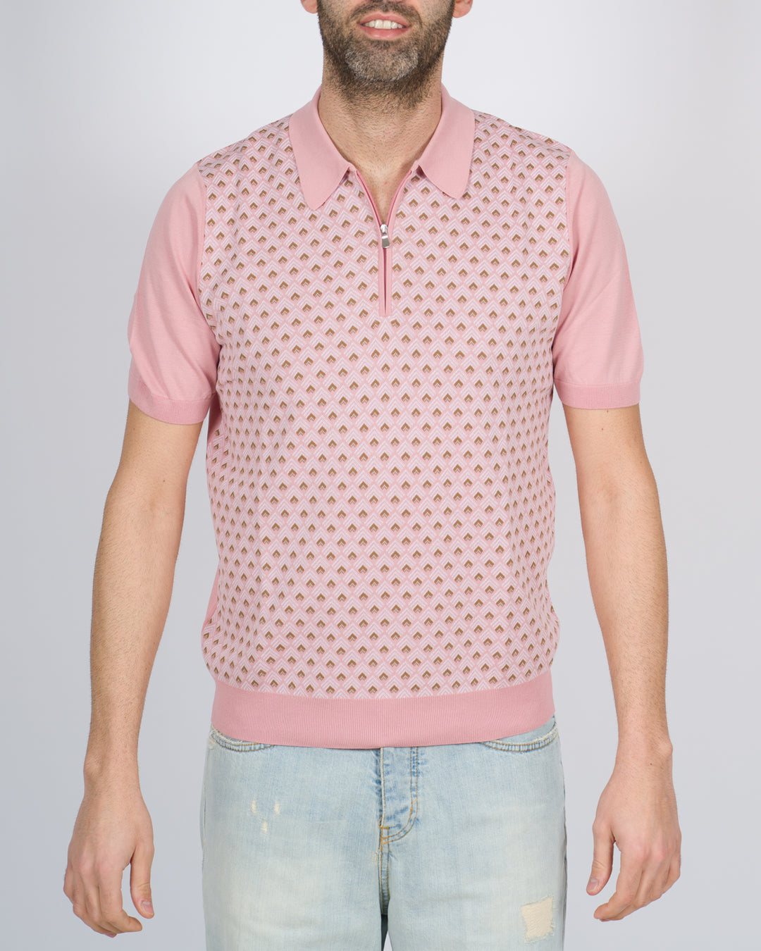 Polo mezza zip rosa 