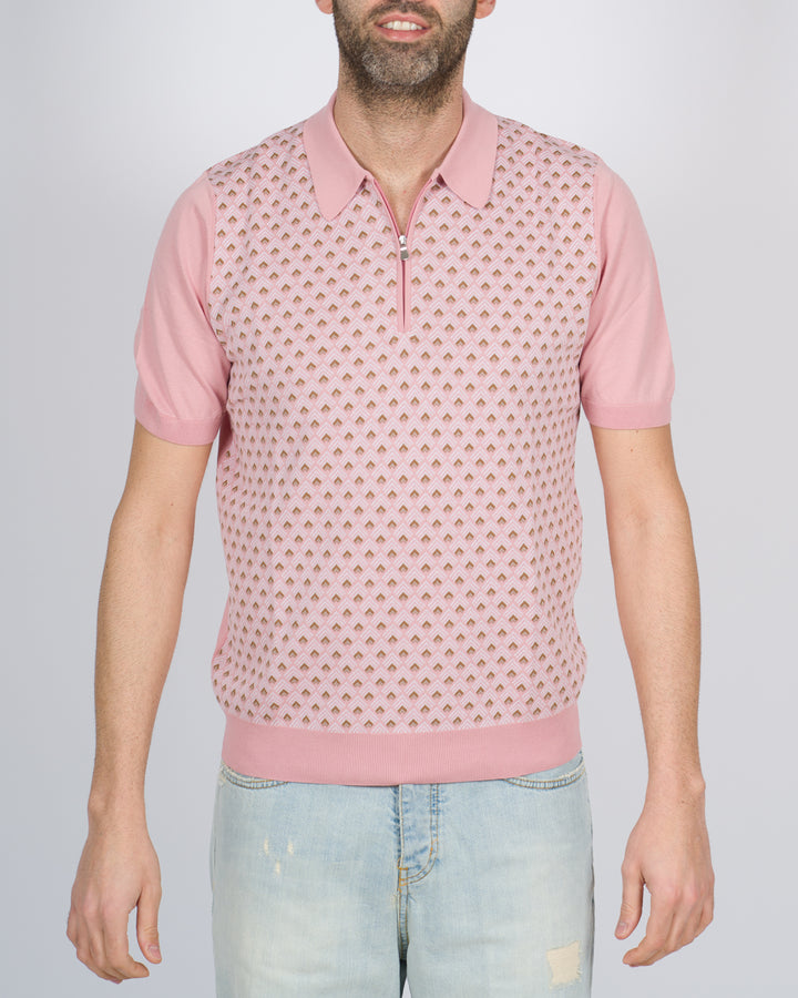 Polo mezza zip rosa 