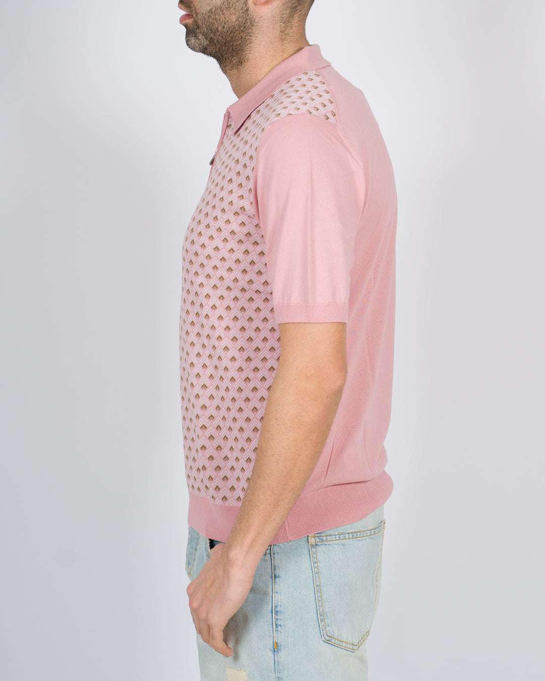 Polo mezza zip rosa 