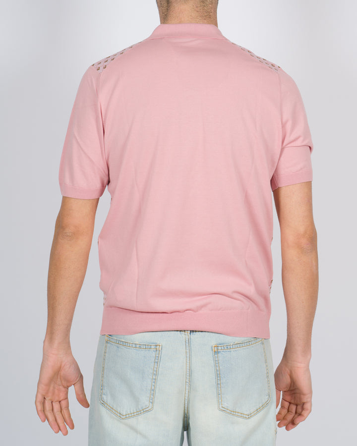 Polo mezza zip rosa 