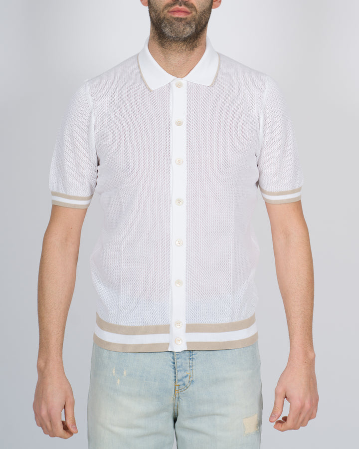 Polo cardigan traforata bianco 