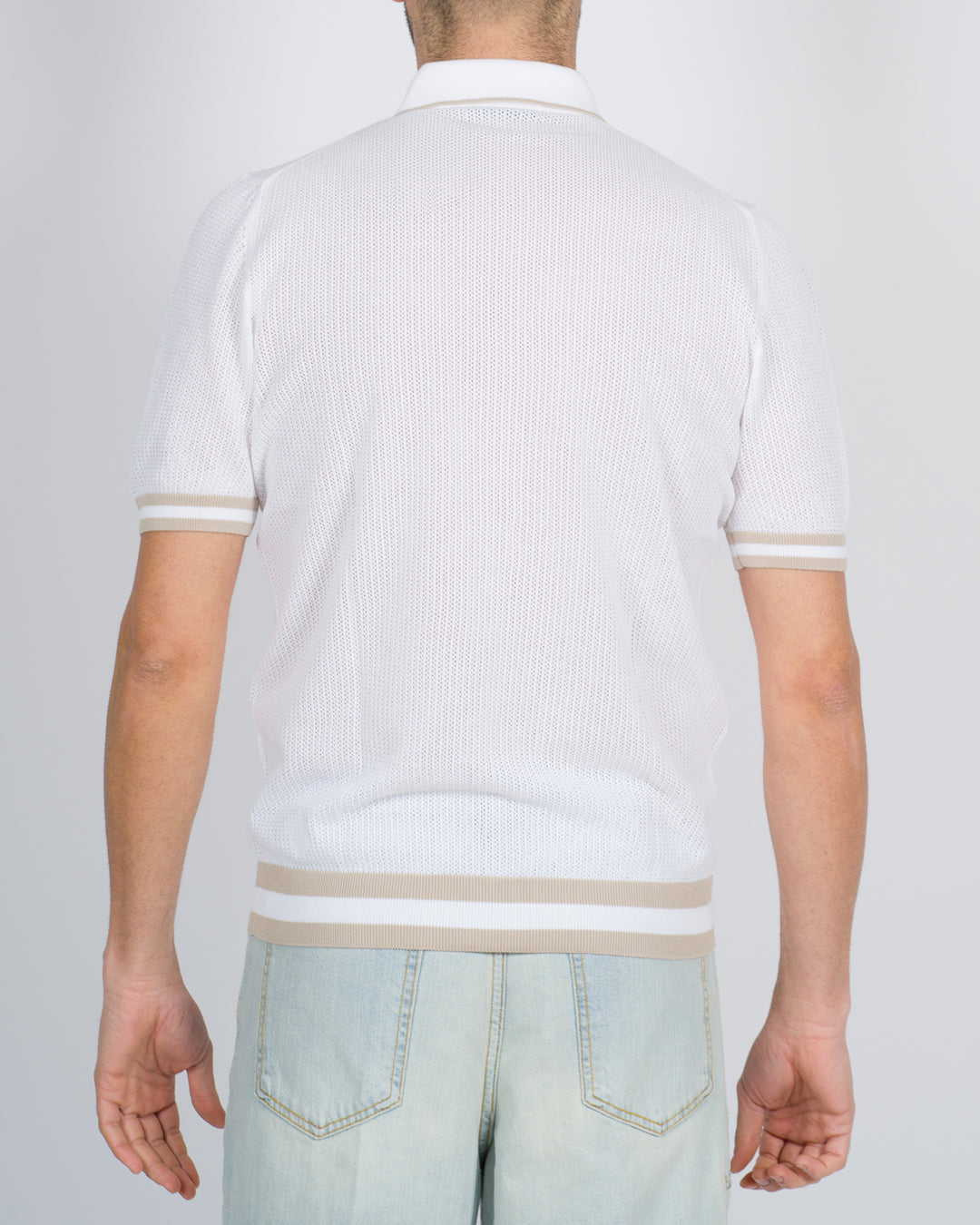Polo cardigan traforata bianco 