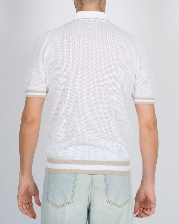Polo cardigan traforata bianco 