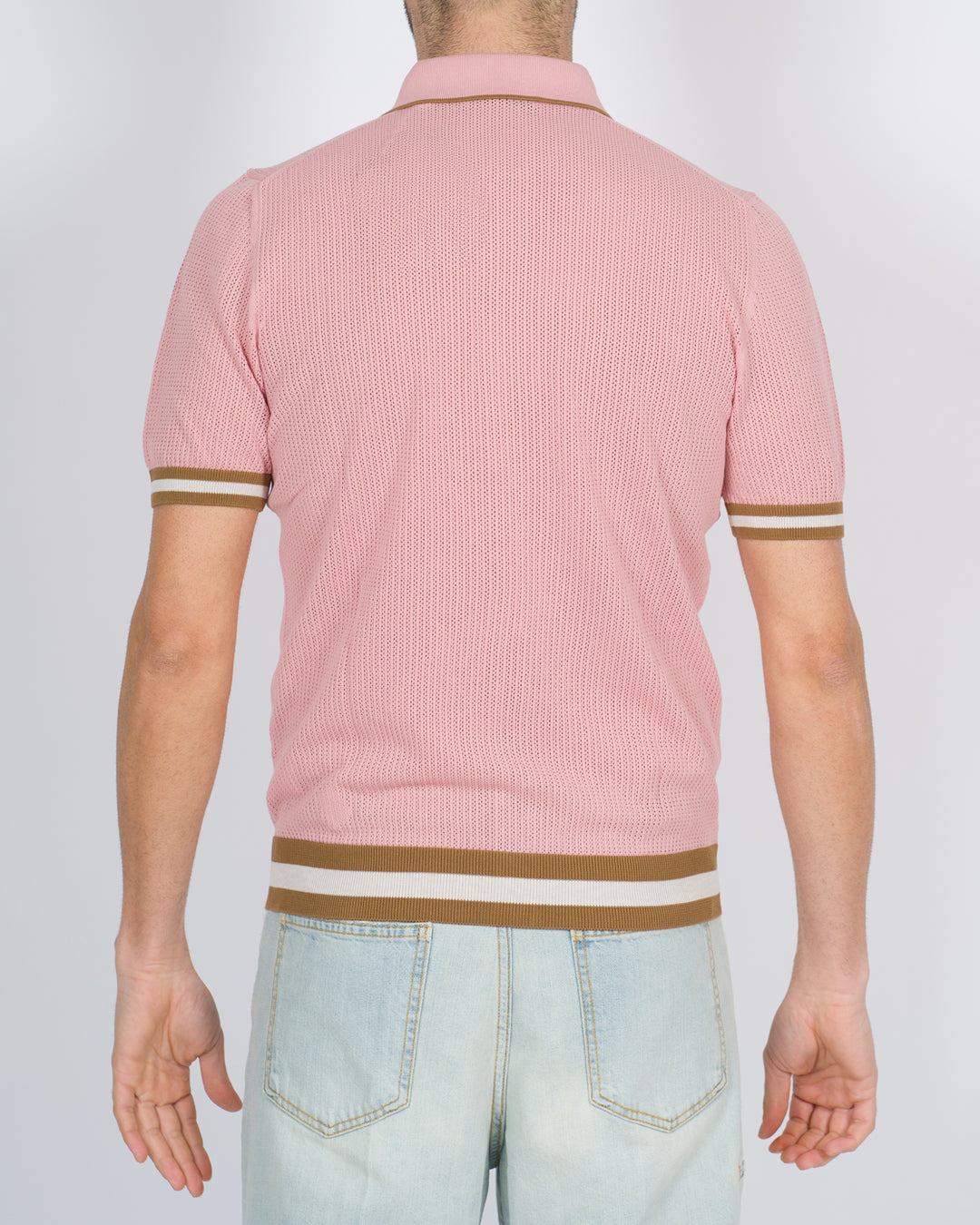 Polo cardigan traforata rosa 
