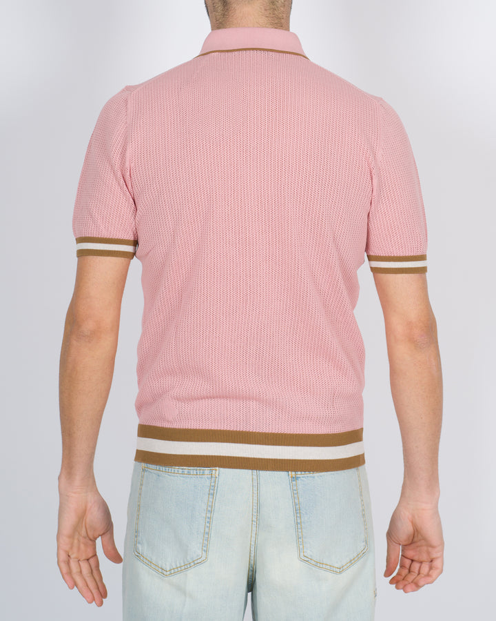 Polo cardigan traforata rosa 
