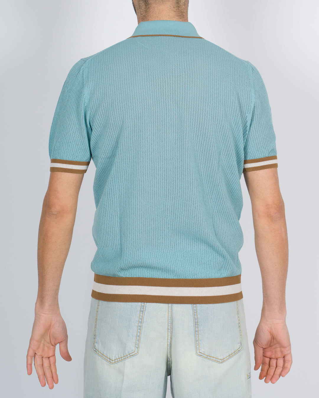 Polo cardigan traforata verde acqua 