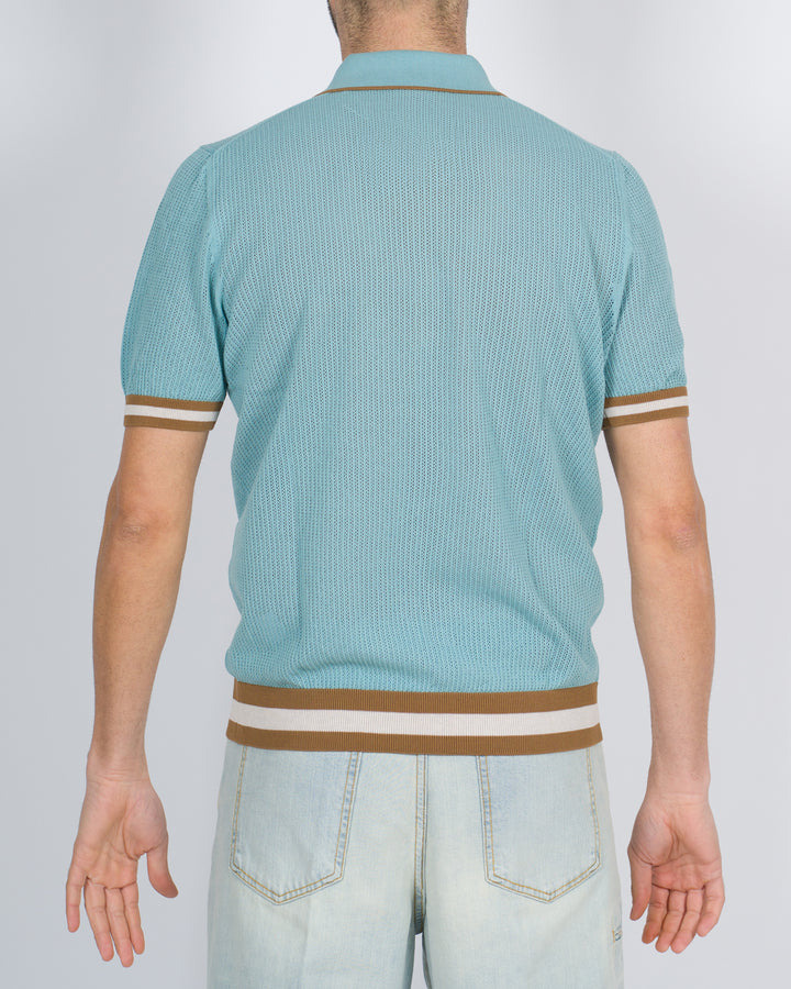 Polo cardigan traforata verde acqua 