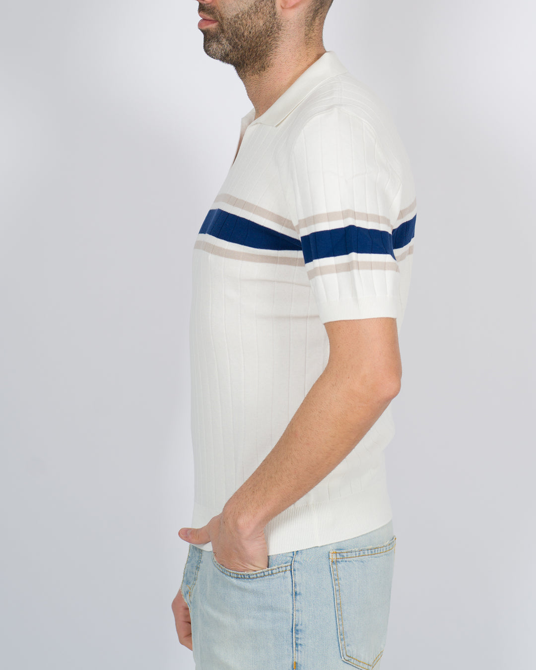 Polo skipper fascia bianca 