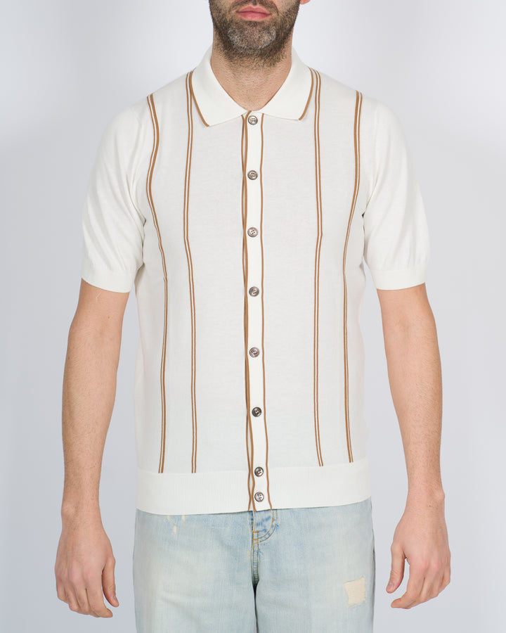 Polo cardigan rigata bianca 