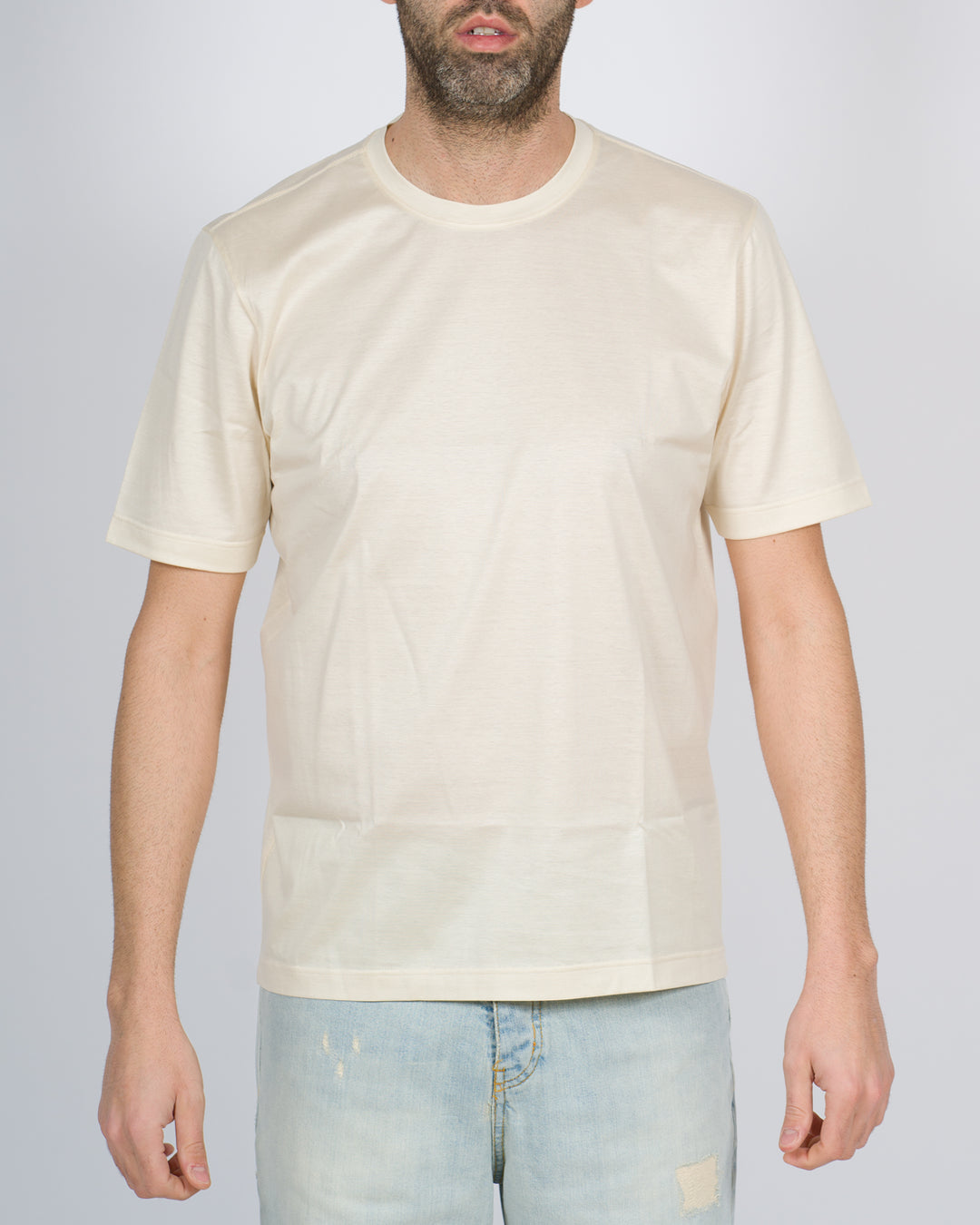 T-shirt filo di scozia panna 