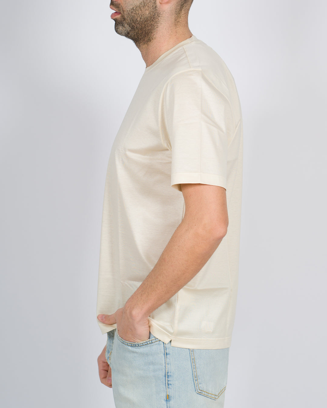 T-shirt filo di scozia panna 