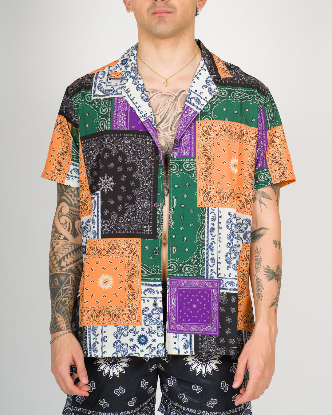 Camicia bowling stampata BANDANA PATCH<BR/> 