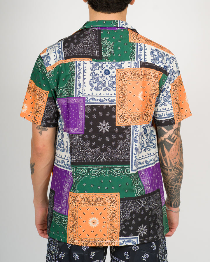 Camicia bowling stampata BANDANA PATCH<BR/> 