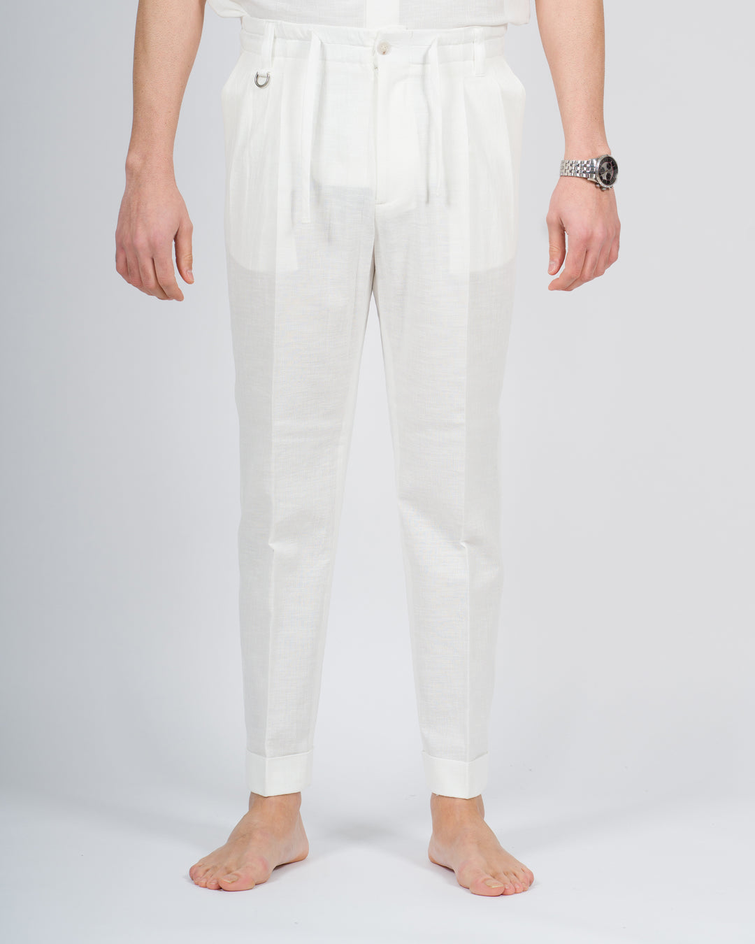 Pantalone pence lino bianco 