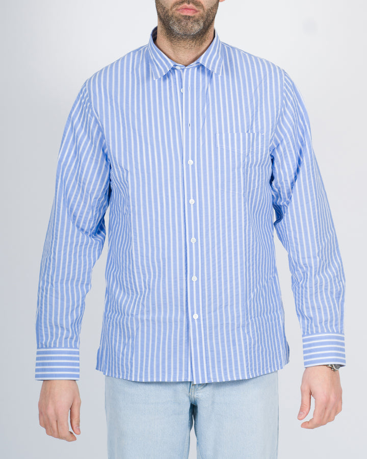 Camicia taschino rigata azzurra 