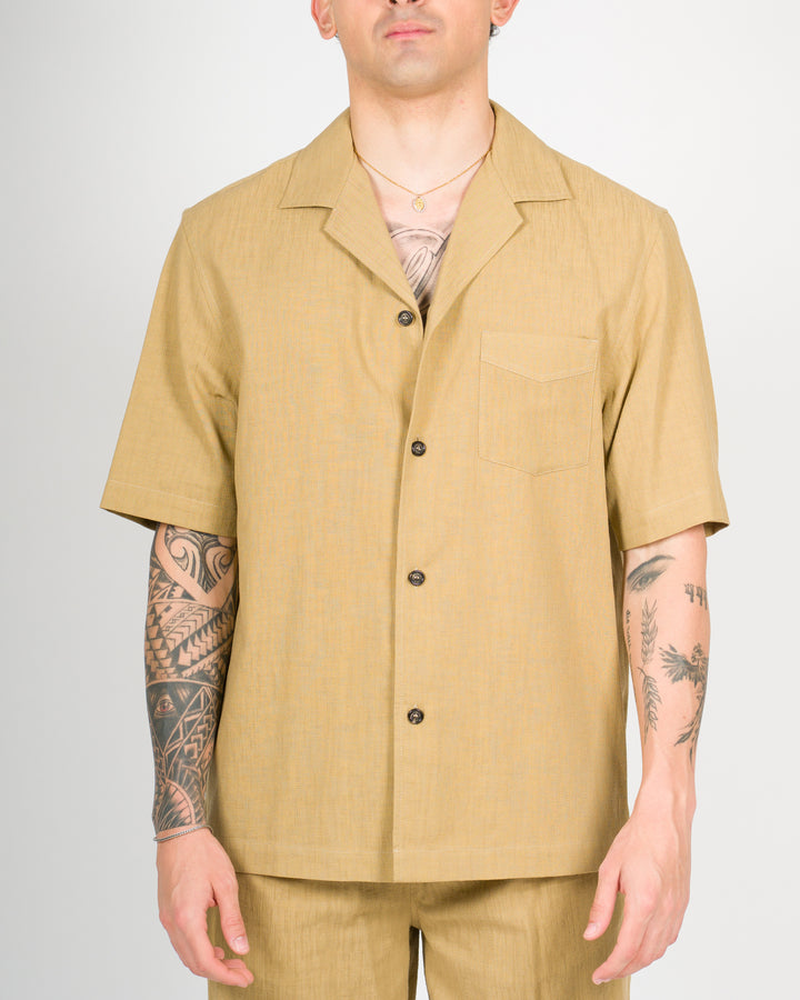 Camicia manica corta cammello 