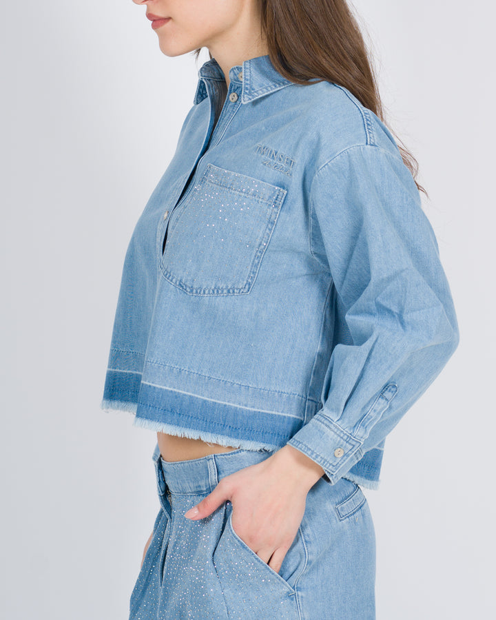 Camicia in jeans con borchie 